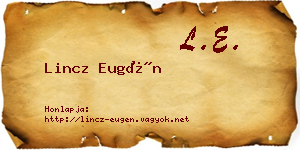 Lincz Eugén névjegykártya